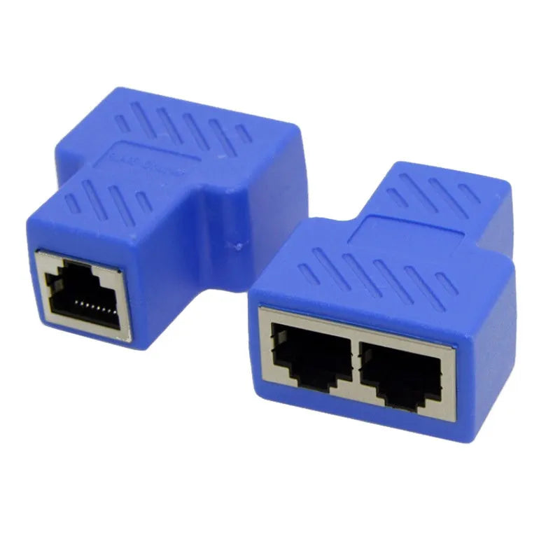 RJ45 three-way tee network cable splitter adapter in assorted colours