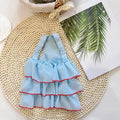 Summer thin polyester pet princess dress with cartoon print in suspender skirt style