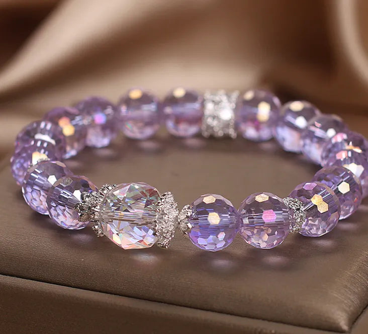 Austrian amethyst style artificial crystal bracelet in purple for women light luxury minority design
