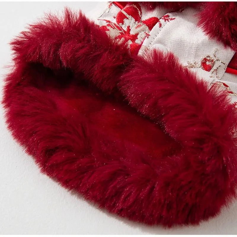 Chinese-style pet jacket with stand-up collar and festive prints in red or pink for small dogs and cats