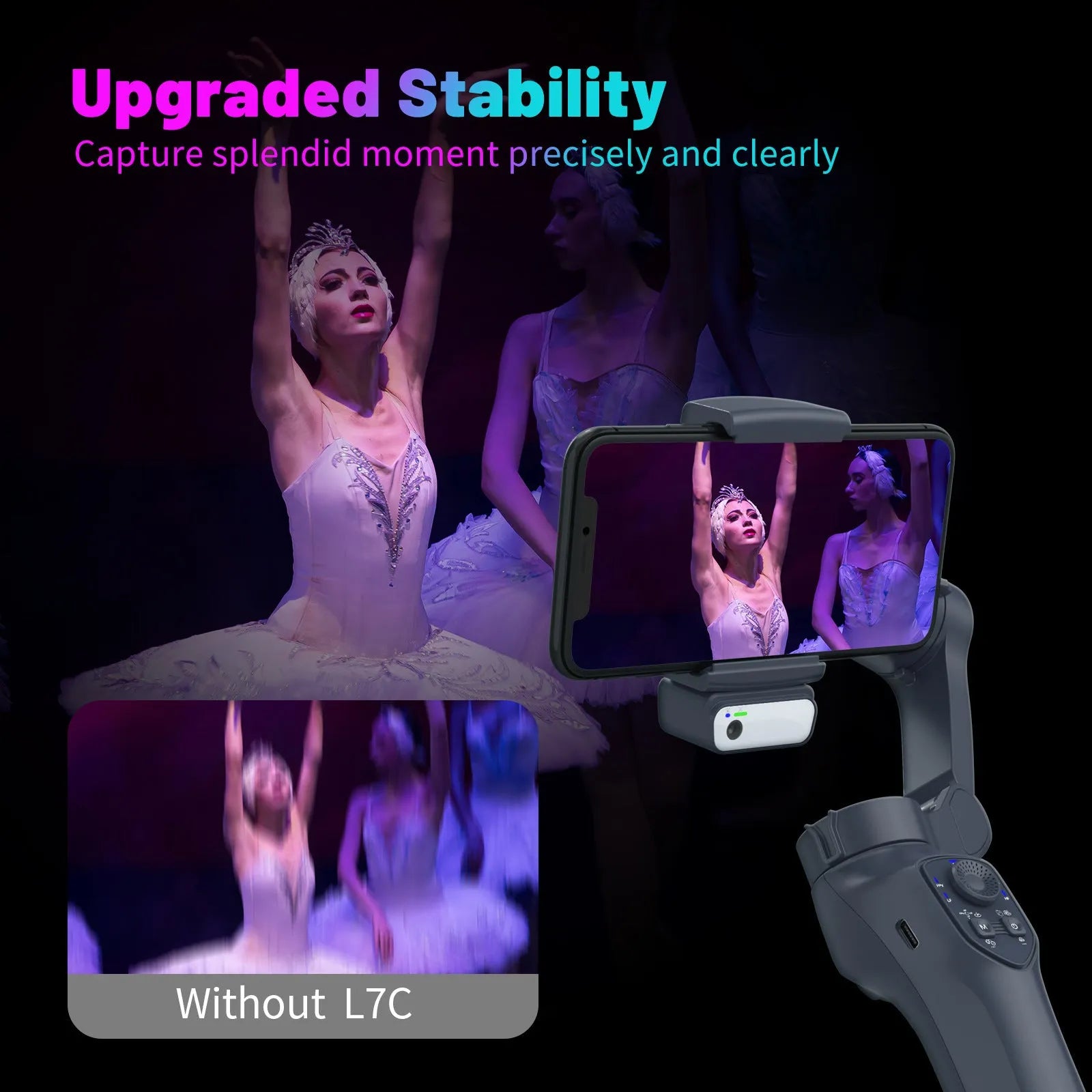 RK Series foldable handheld phone stabiliser gimbal with tripod head in gun colour finish