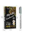 Metal paint pen with plastic shell, 14cm length, 9.6g weight, gold or silver ink refill, carton packaging