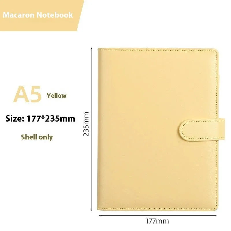 A5 PU leather zipper notebook shell in multiple colour options showing zipper closure and solid colour design