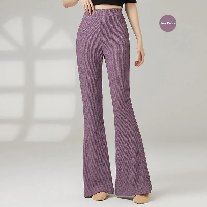 Women's solid colour dance practice trousers for classical ballet training in polyester fabric