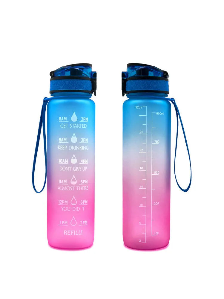 Clear transparent Tritan sports water bottle with 1000ml capacity and infuser