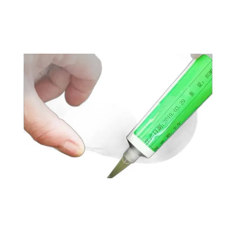 Green liquid speaker horn repair glue in a 70ml container for cold curing application