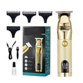 V-275 Gold rechargeable hair clipper with LCD display, washable blade, USB cable, and 1/2/3mm limit combs