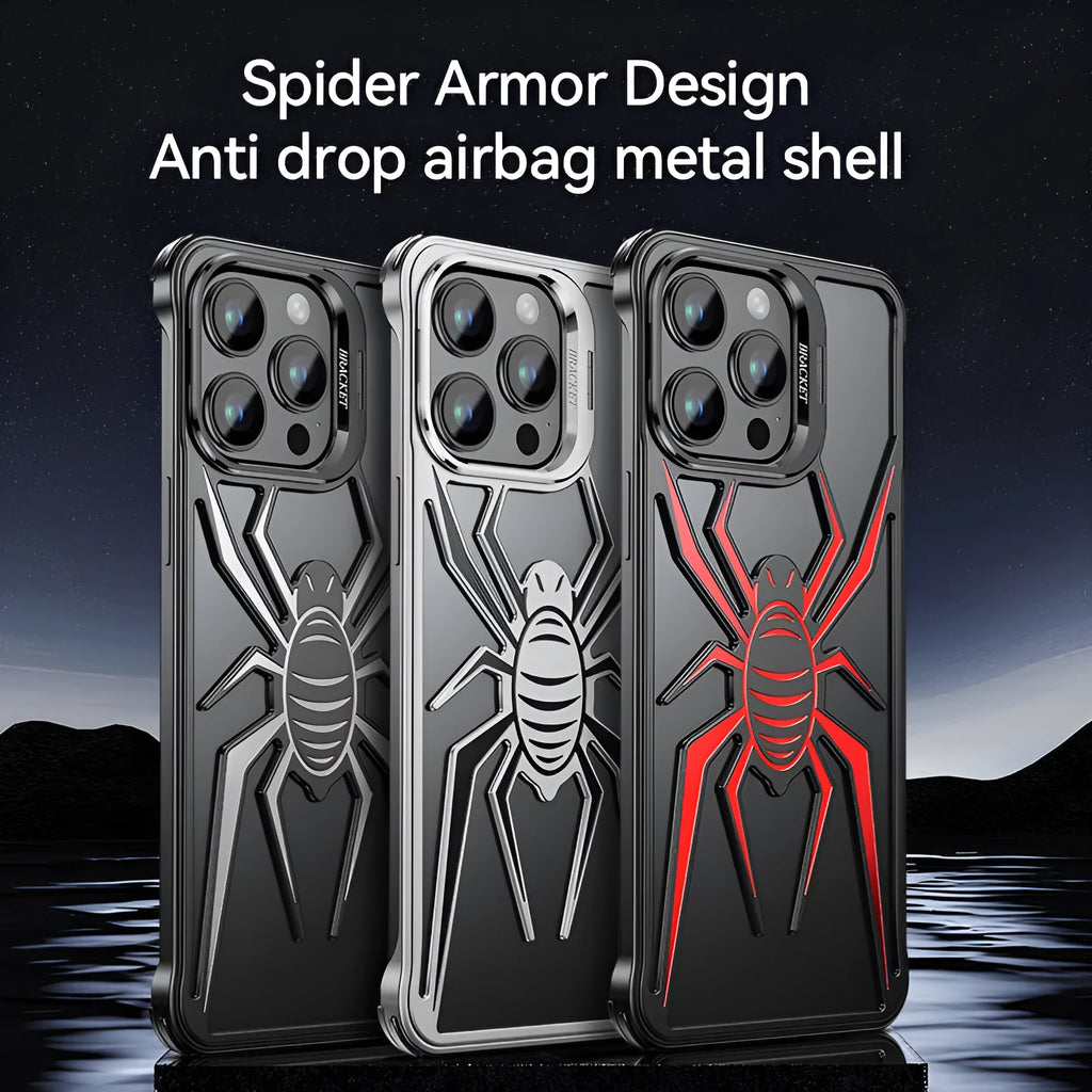 Frameless airbag drop-resistant metal phone case for iPhone 15 Pro Max – black hollow half pack design