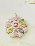 Women's zircon flower pendant necklace in gold electroplated finish with optional chain