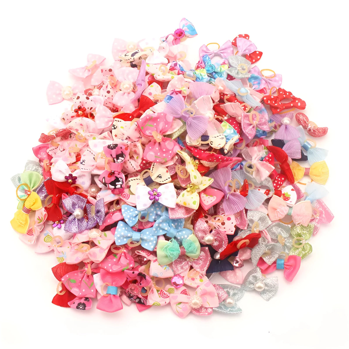 Pet Bow Ornament Accessories made of polyester, ten headbands for dogs and cats.