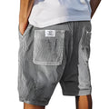 Men's straight-leg corduroy shorts in multiple colours showing multi-pocket design and embroidery detail.