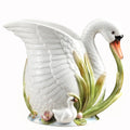 Ceramic vase with embossed swan design in pastoral style, dimensions 24.1x15.2x20cm, picture colour