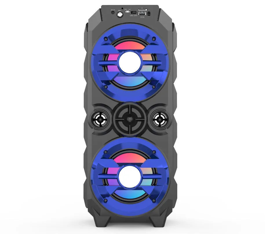 Portable Bluetooth speaker with colour-changing LED lights in pull-rod design