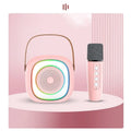 Wireless karaoke microphone with Bluetooth connectivity and colourful LED lighting in various colour options