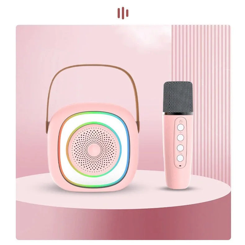 Wireless karaoke microphone with Bluetooth connectivity and colourful LED lighting in various colour options