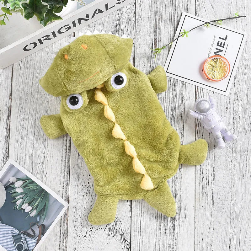 Green dinosaur coral fleece dog coat for autumn winter Halloween Christmas, sizes XS to 4L