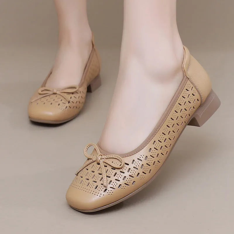 Summer breathable low-cut women's shoes retro style rubber sole artificial PU