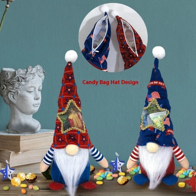 Two faceless Rudolf-themed cloth doll candy bags measuring 32cm by 12cm with suit style decoration