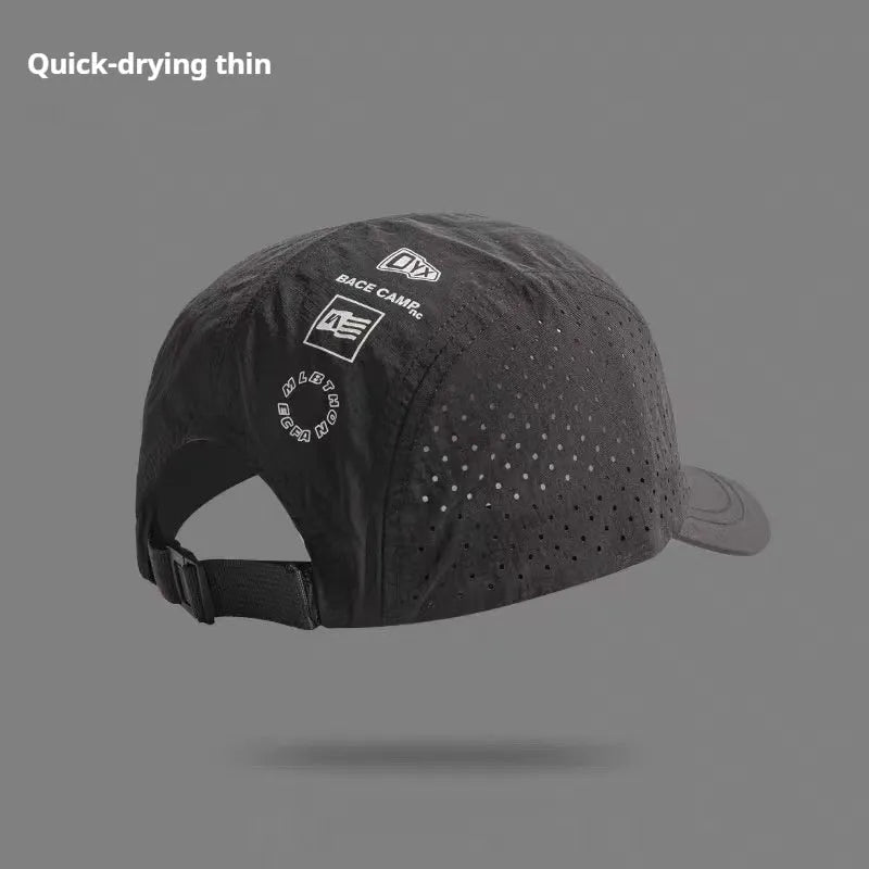 Men's grey breathable mesh baseball cap with an adjustable strap and dome crown.