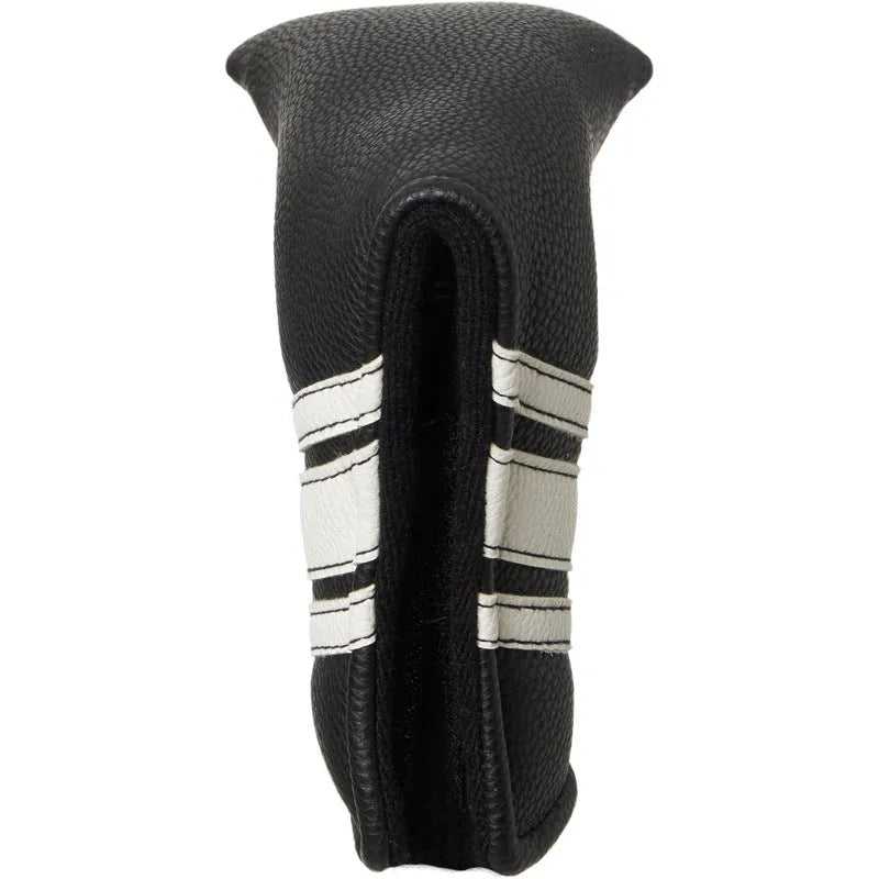 Black PU leather golf push rod sleeve cover for club handle protection.