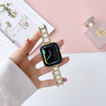 Stainless steel ceramic watch band for Apple Watch with three beads design, gold and black ceramic colour option