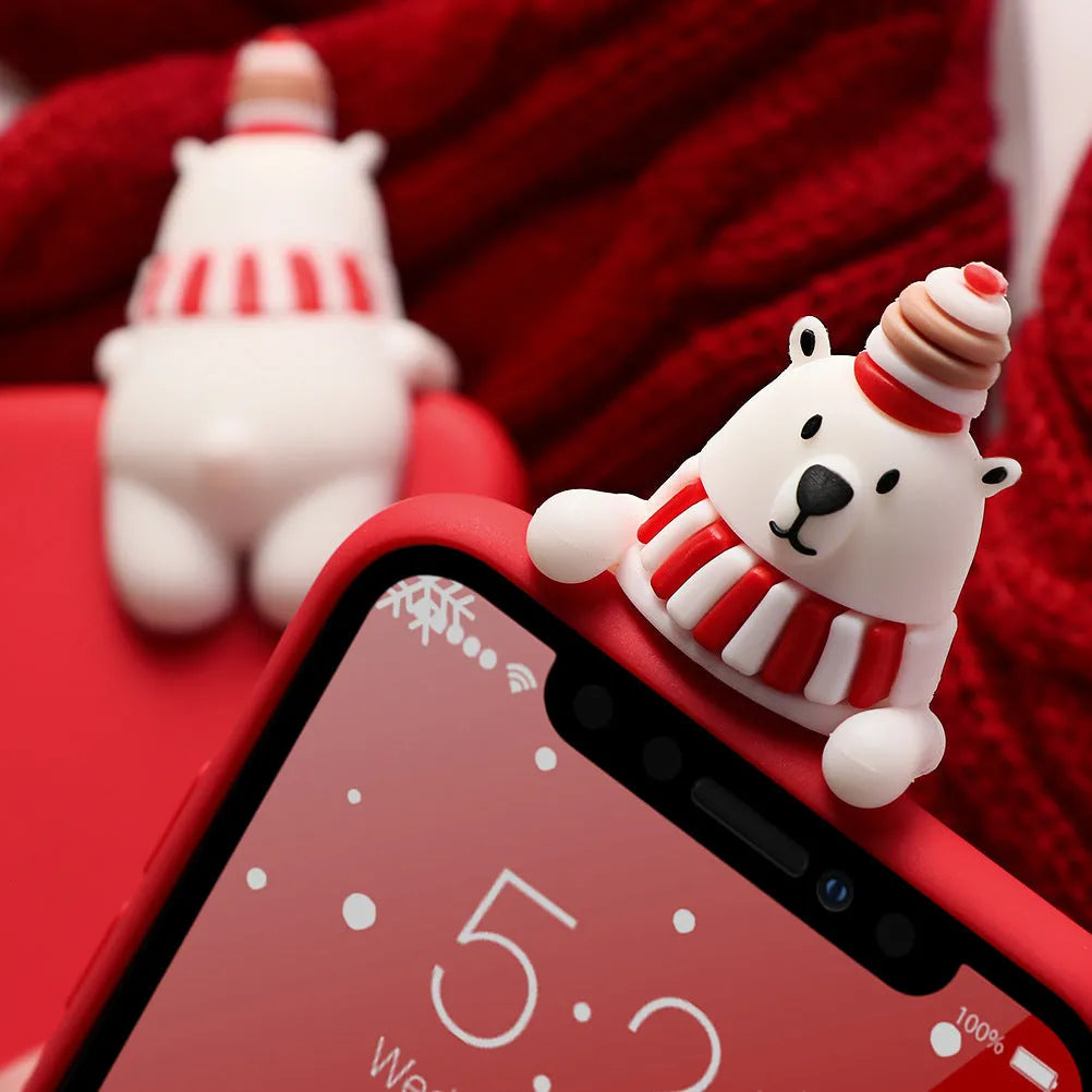 Christmas phone case with heavy 3D cartoon decoration featuring Santa Claus on a TPU soft material back cover for iPhone