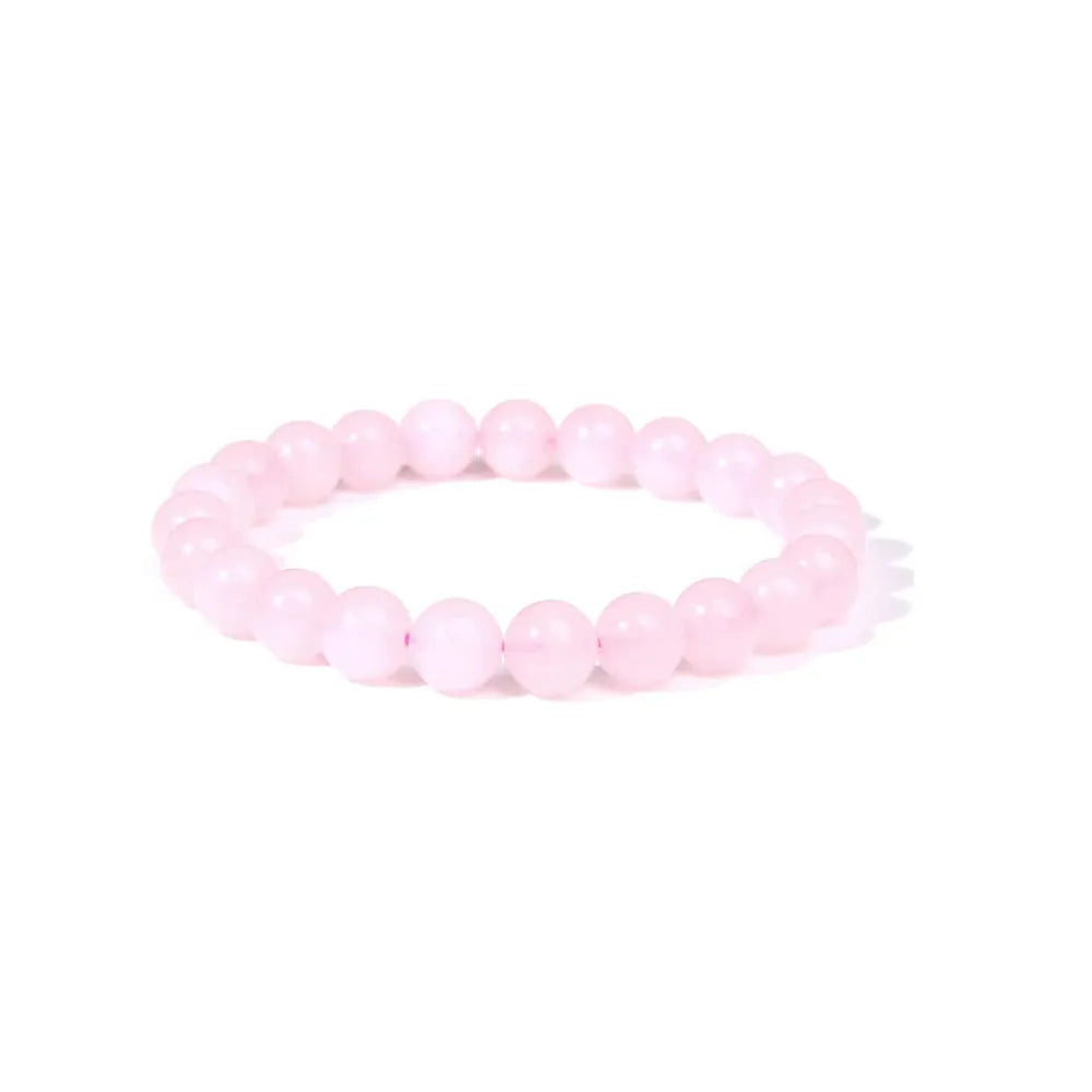 Handmade 8mm natural stone bead bracelet in geometric shape on a wrist, showing agate and gemstone colour options.
