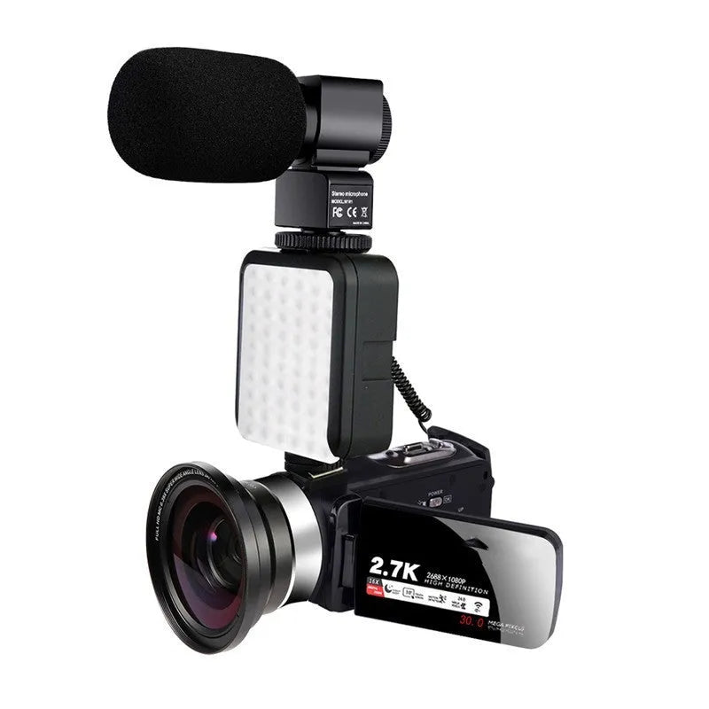 30-megapixel WiFi HD digital camera with touch screen and night vision, white, no hat