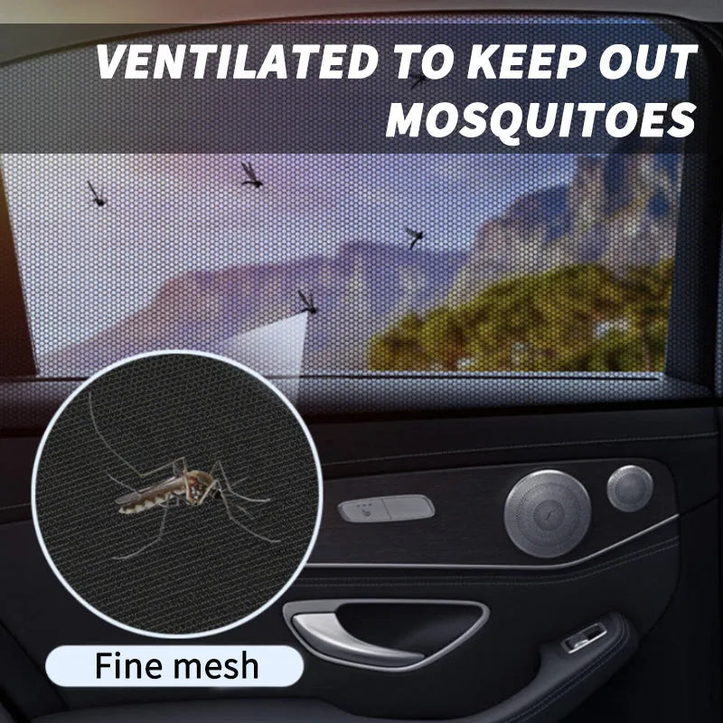 Set of grey non-woven fabric car window mesh sunshades for front and rear side windows