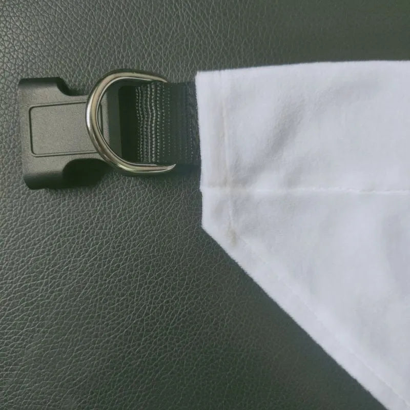 White blank dog scarf for thermal transfer customisation in four different sizes