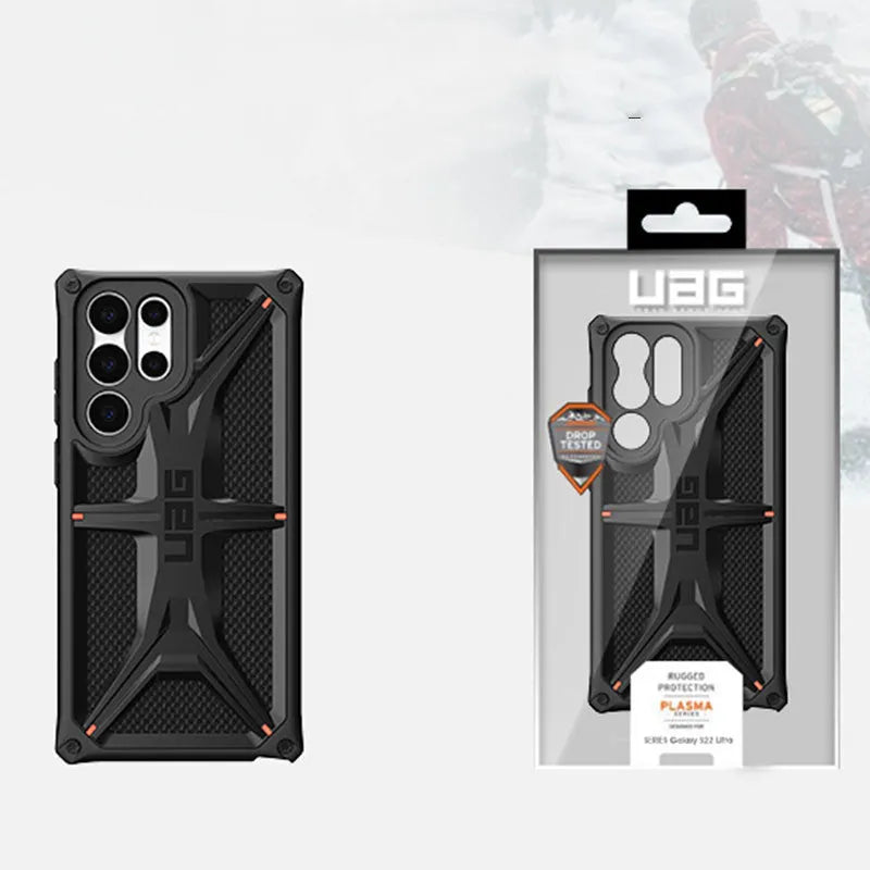Anti-fall thin black TPU and PC back cover phone case for Samsung Galaxy S22, S22 Plus and S22 Ultra