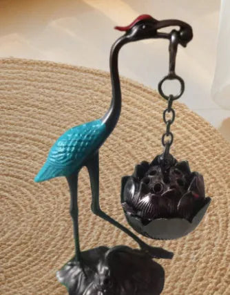Copper alloy Chinese style gourd dragon phoenix incense coil burner with electroplated finish in Painted Blue