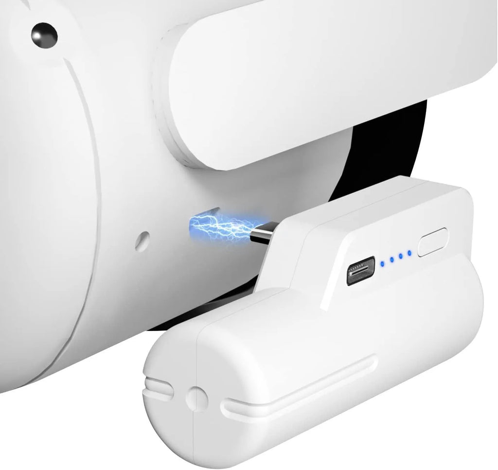Head wear power bank with ABS construction for VR headsets, Q3 fast charge option, shown with USB cable and colour box