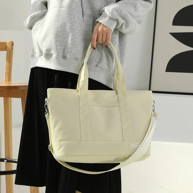 Large capacity nylon tote bag for women in casual Korean style solid colour shoulder bag 38x28x14cm