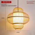 Bamboo lantern chandelier 40x40cm with spotlight, modern Chinese style, Wax Gourd Style, for restaurant ceiling