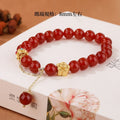 Women's handcrafted agate bracelet with natural 8mm stone beads and peach blossom copper fittings