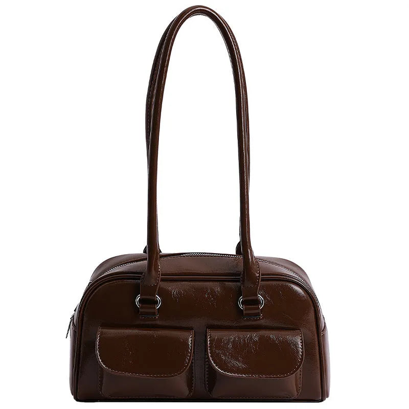Niche single shoulder bag for women with pillow shape and welt pocket in Black