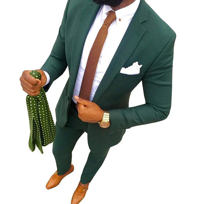 Men's cotton two-piece formal suit in multiple colours with jacket and trousers, available in sizes XXS to 7XL