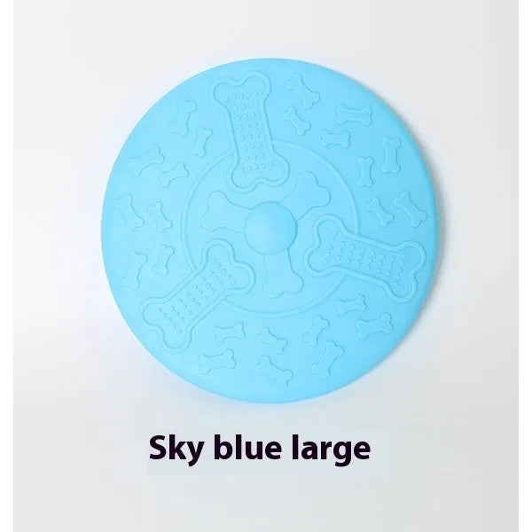 Colourful plastic flying disc dog toy in multiple size options for outdoor fetch games
