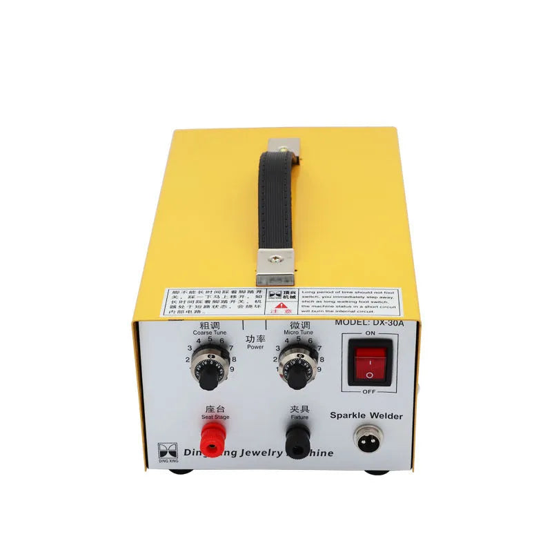30A jewellery spot welder with foot pedal, pedestal, power cord, foot switch and soldering tweezers, 35 x 20 x 14 cm