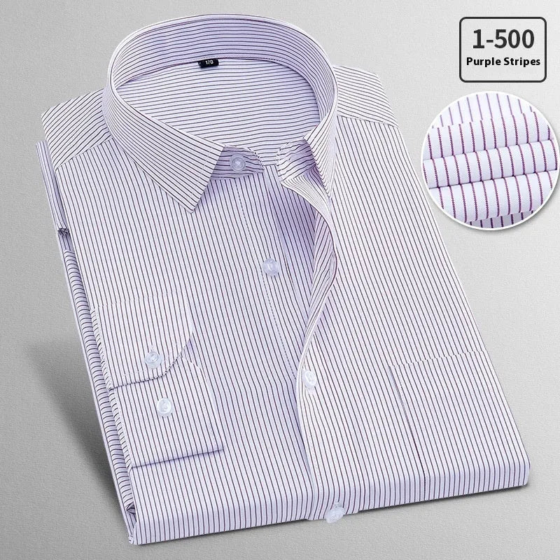 Men's white flax linen business shirt showing pink diagonal pattern and red plain colour options.