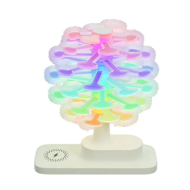 Geometric spiral tree LED table lamp on wooden desk