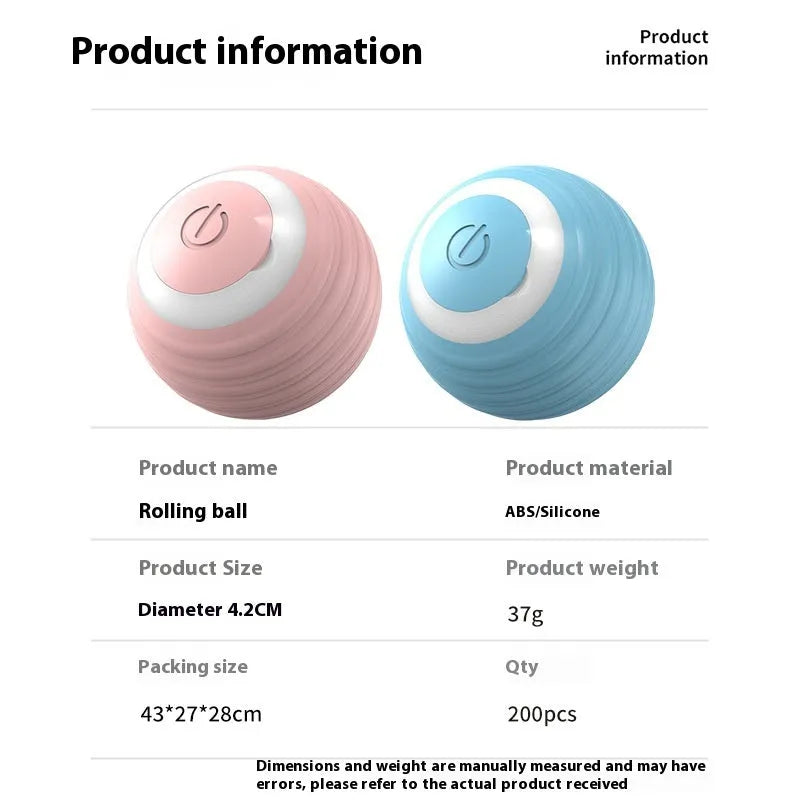 Smart dog toy ball 42mm USB automatic moving bouncing electronic pet toy in blue