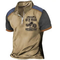 Men's casual short-sleeve polo shirt with lapel collar and printed letter pattern.