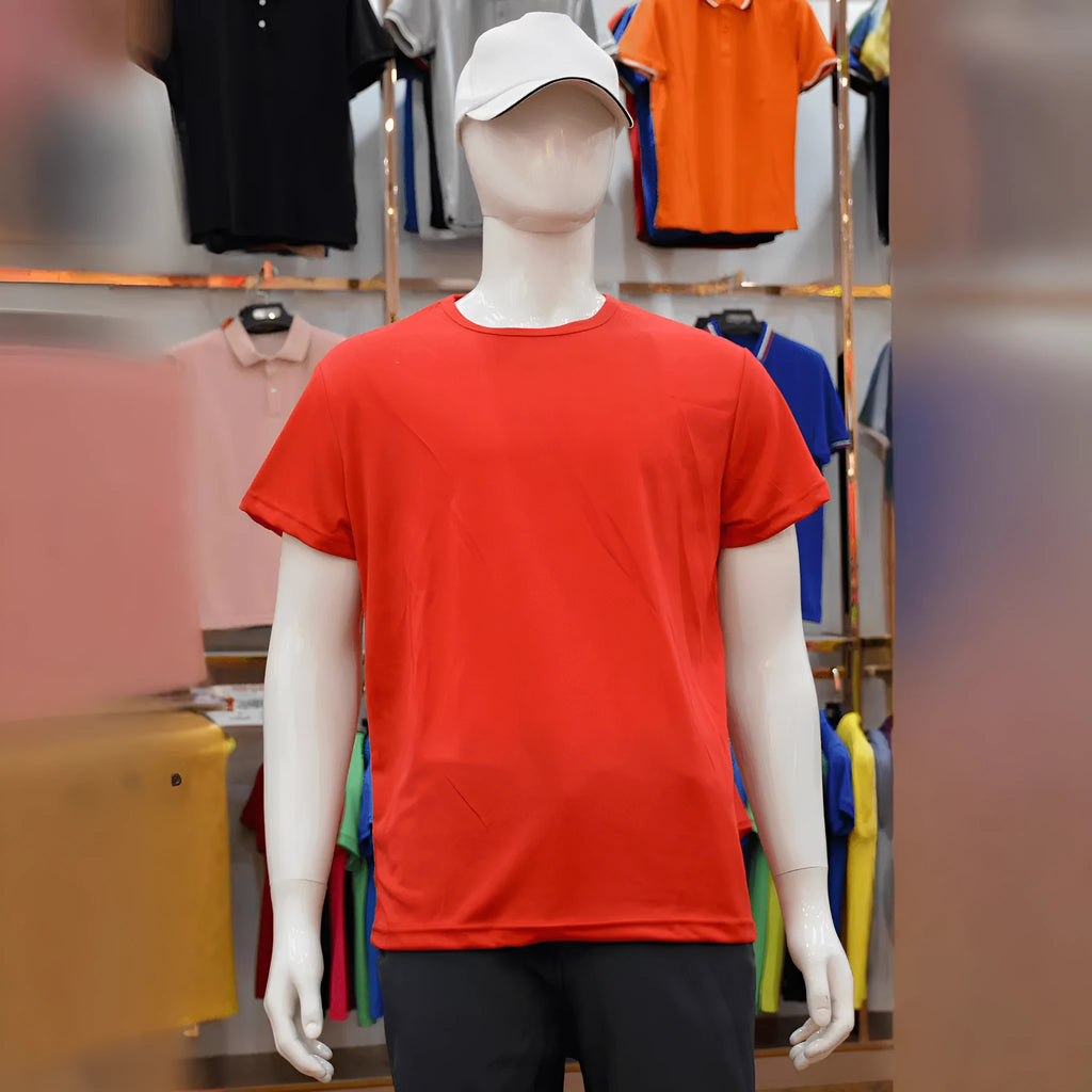 Slim fit short sleeve T-shirt in quick-dry viscose polyester fabric showing colour options