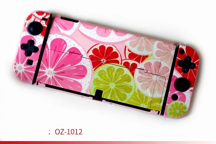Nintendo Switch OLED hard protective case in decorative shell pattern with analogue caps