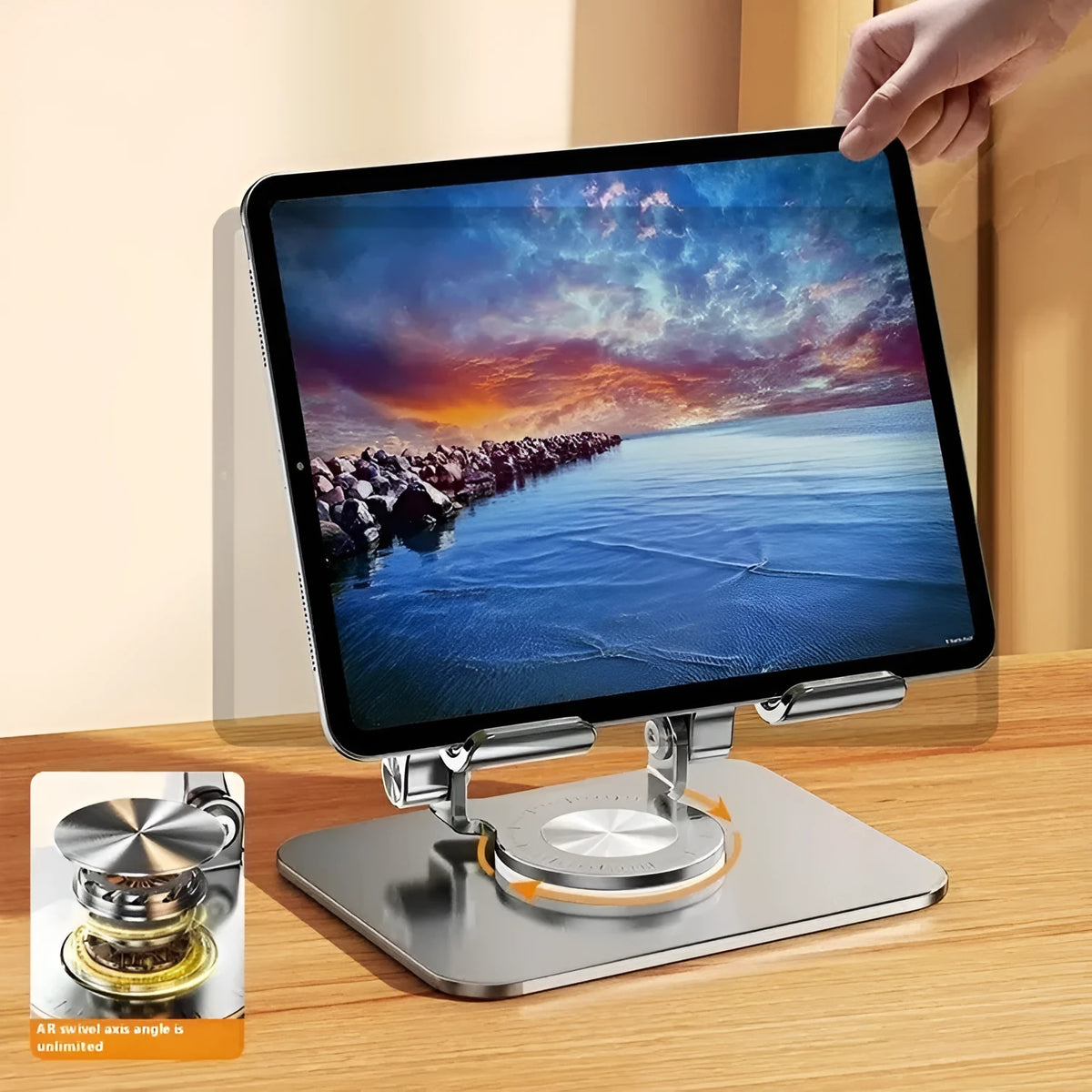 360-degree rotating aluminium alloy tablet bracket, 15 x 13cm, folding desktop stand for 4-12 inch tablets