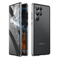 Black metal magnetic phone case with a peep-proof mirror for Samsung S24 Ultra