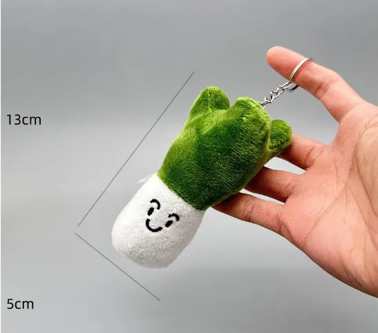 Funny Vegetable Series plush keychain with onion garlic and broccoli pendant in super soft short plush