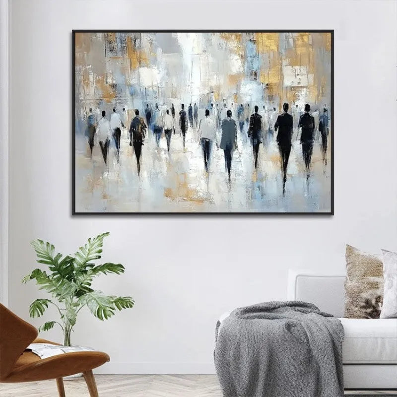 Hand-painted oil painting on canvas, horizontal modern landscape, frameless rolled one-panel wall art
